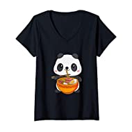 Maglietta donna Kawaii Panda Ramen – Maglietta con Collo a V