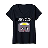 Donna  -  I Love Sushi Japanese Soy Maglietta con Collo a V