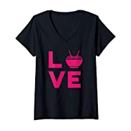 Maglietta donna Love con Ramen - Maglietta con Collo a V