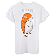 iMage T-Shirt Love Sushi Abbraccio Riso E Sashimi-Famosi - Donna  - -S-Bianca