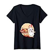 Donna  -  Divertente giapponese Nigiri Sushi Sleepwalking Maglietta con Collo a V