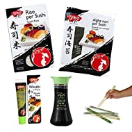 Kit per sushi fai da te (riso, alghe nori, salsa wasabi, salsa di soia, bacchette)