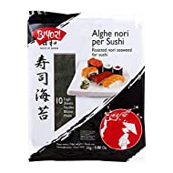 Biyori - Alghe Nori per Sushi - 10 Fogli tostate ed essiccate pronte all'uso per sushi o brodi, legumi e stufati 